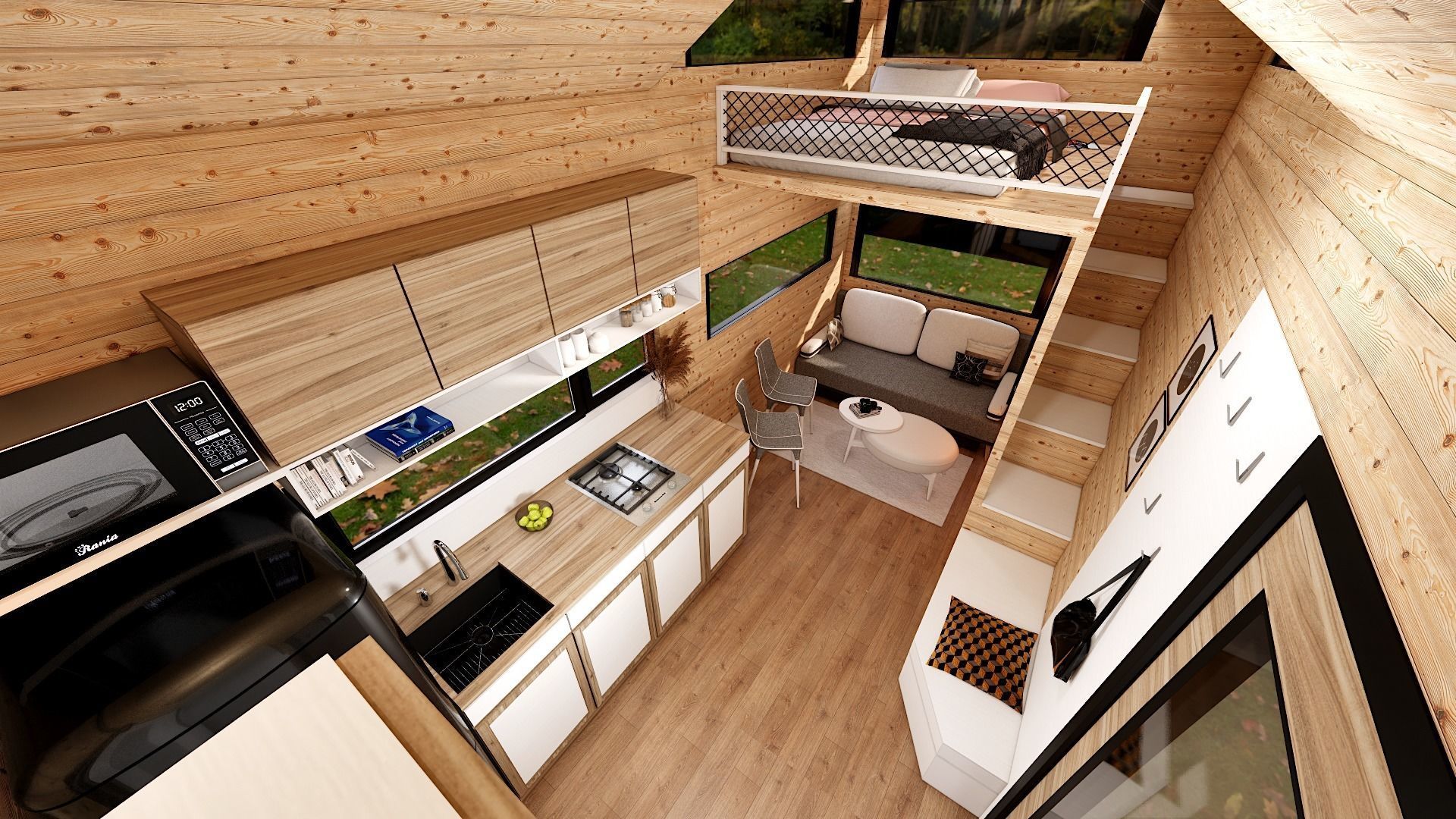 house on wheels tiny house on 20ft Low-poly 3D model_12