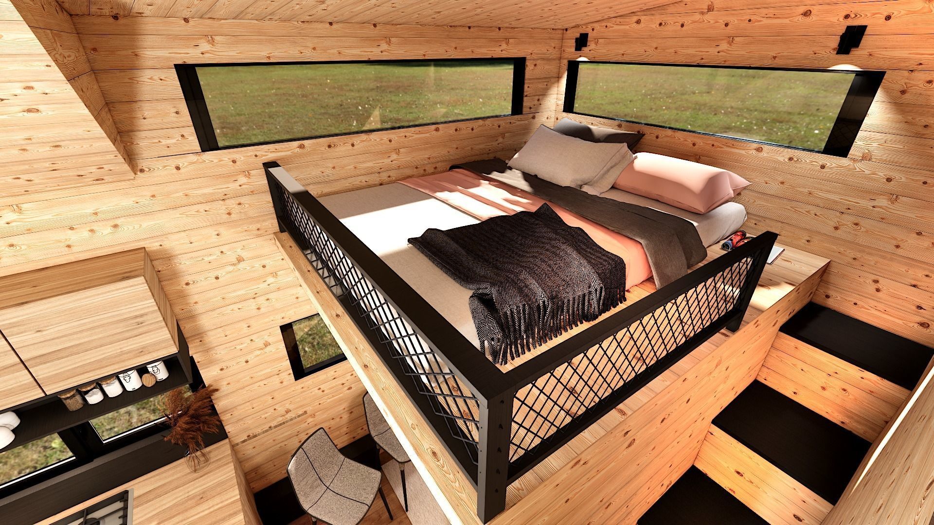 house on wheels tiny house on 20ft Low-poly 3D model_7