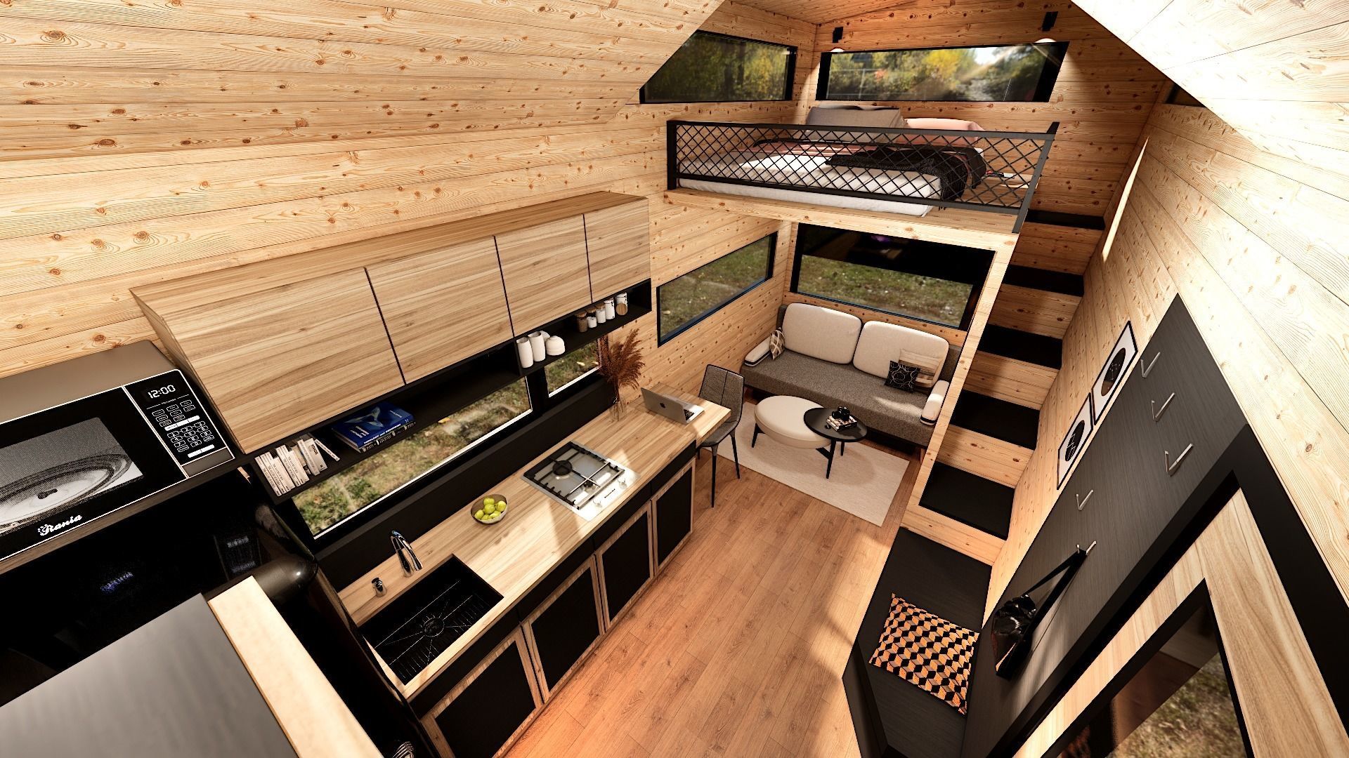 house on wheels tiny house on 20ft Low-poly 3D model_3