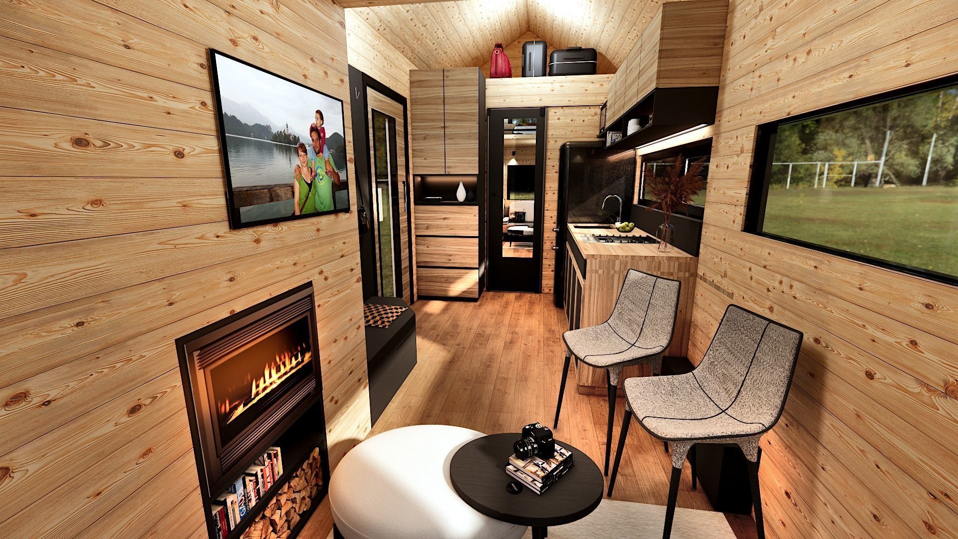 house on wheels tiny house on 20ft Low-poly 3D model_8