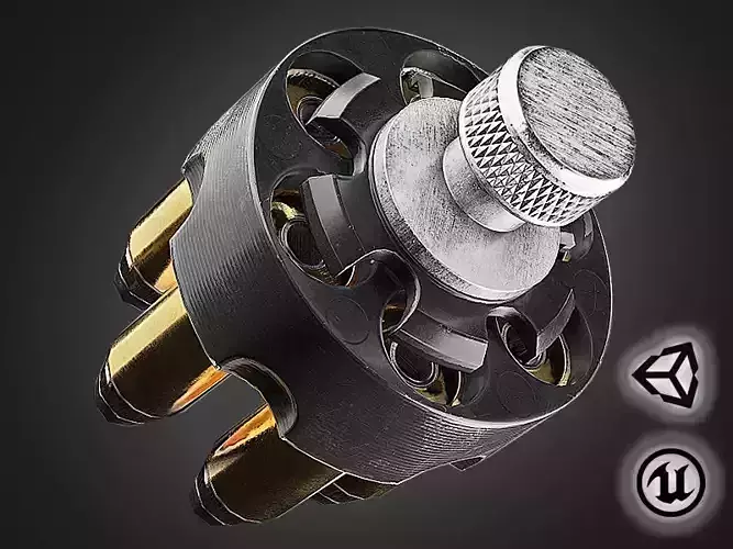 Revolver Speedloader - Realtime render - 3D  VR  AR game ready Low-poly 3D model