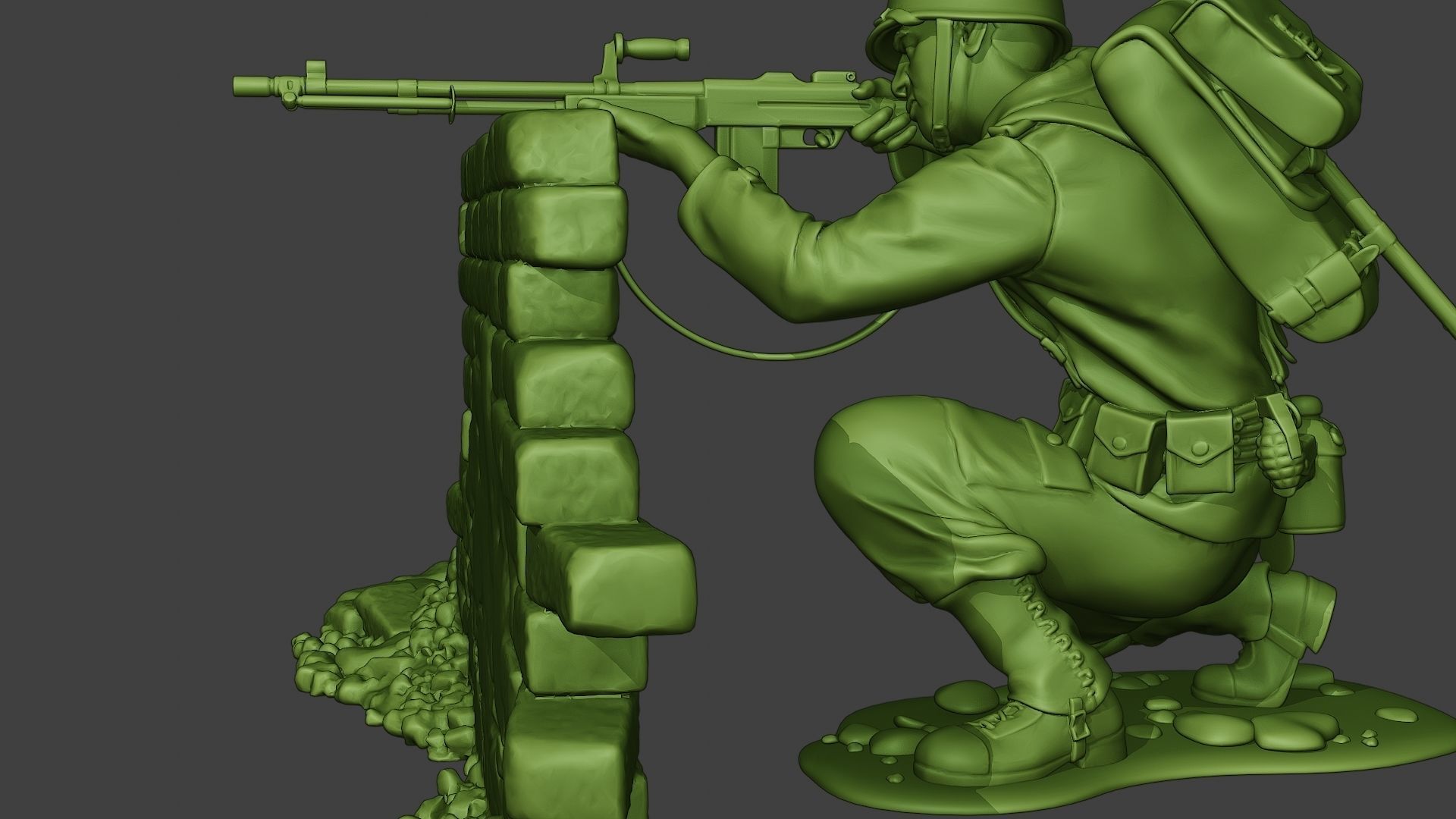American soldier ww2 Shoot Cover A10 3D print model_17