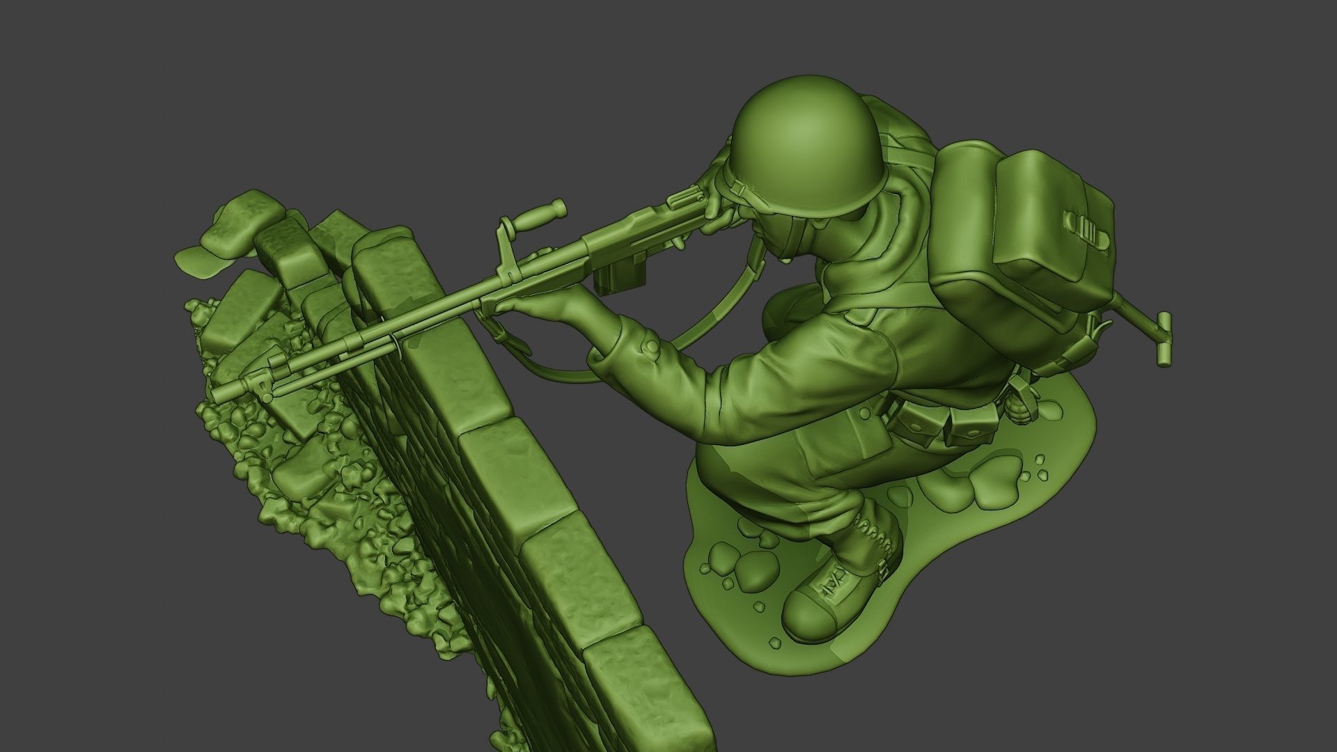 American soldier ww2 Shoot Cover A10 3D print model_15