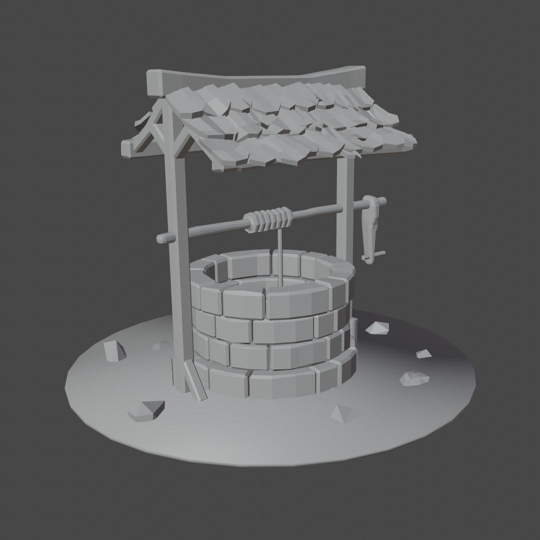 lowpoly well water with tiles Free low-poly 3D model_3