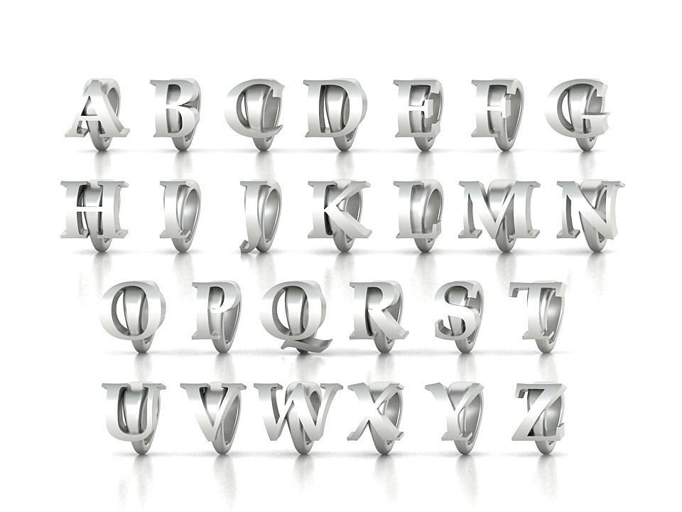 ALPHABET NECKLACE BAILS LETTER LOOPS DESIGN PACKAGE 3dmodels 3D print model_1