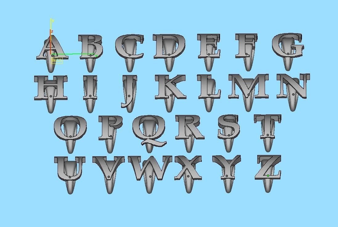 ALPHABET NECKLACE BAILS LETTER LOOPS DESIGN PACKAGE 3dmodels 3D print model_10