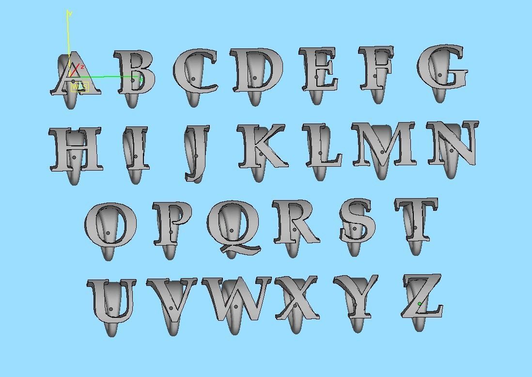 ALPHABET NECKLACE BAILS LETTER LOOPS DESIGN PACKAGE 3dmodels 3D print model_8
