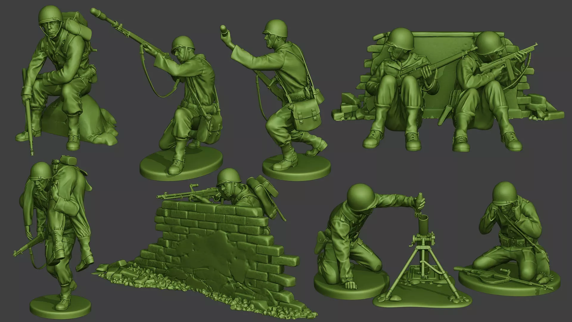 American soldiers ww2 Pack A10 3D print model_0