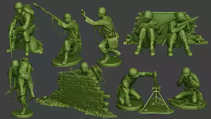 American soldiers ww2 Pack A10 3D print model