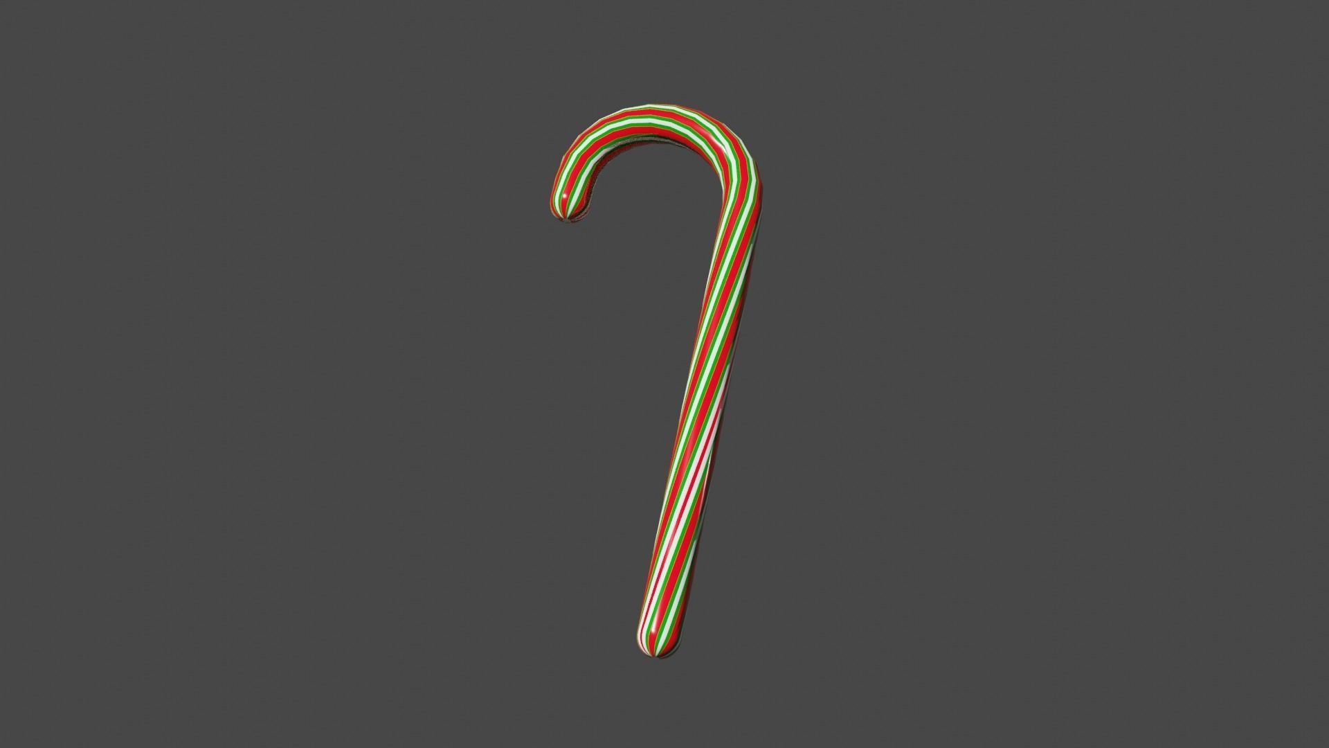 Christmas candy cane Low-poly 3D model_1