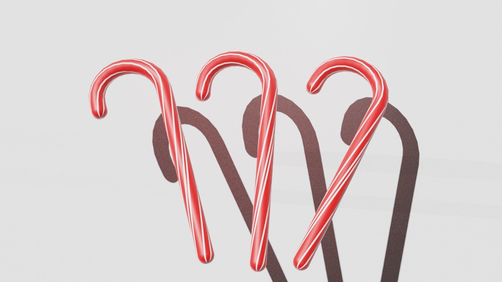 Christmas candy cane Low-poly 3D model_2