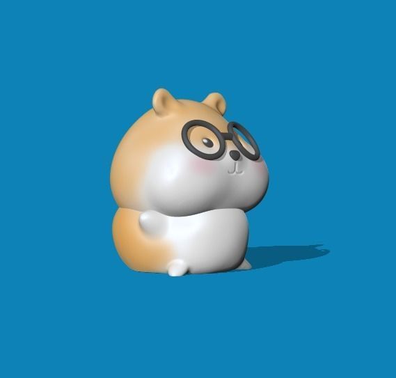 Cute Hamster with glasses 3D print model_1