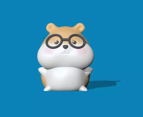 Cute Hamster with glasses 3D print model_0