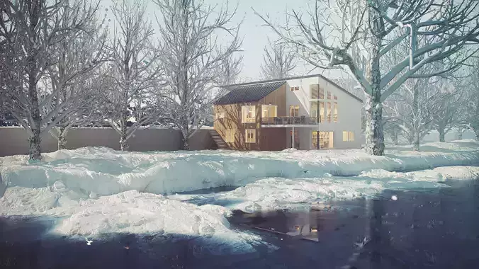 Winter House Octane Render 3D model