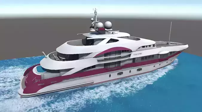 Quinta Essentia yacht 3d low poly model Low-poly 3D model