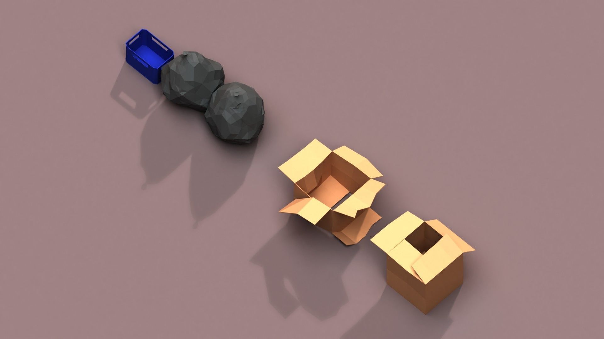 Post Apocalyptic Cardboard Box and Garbage Low-poly 3D model_3