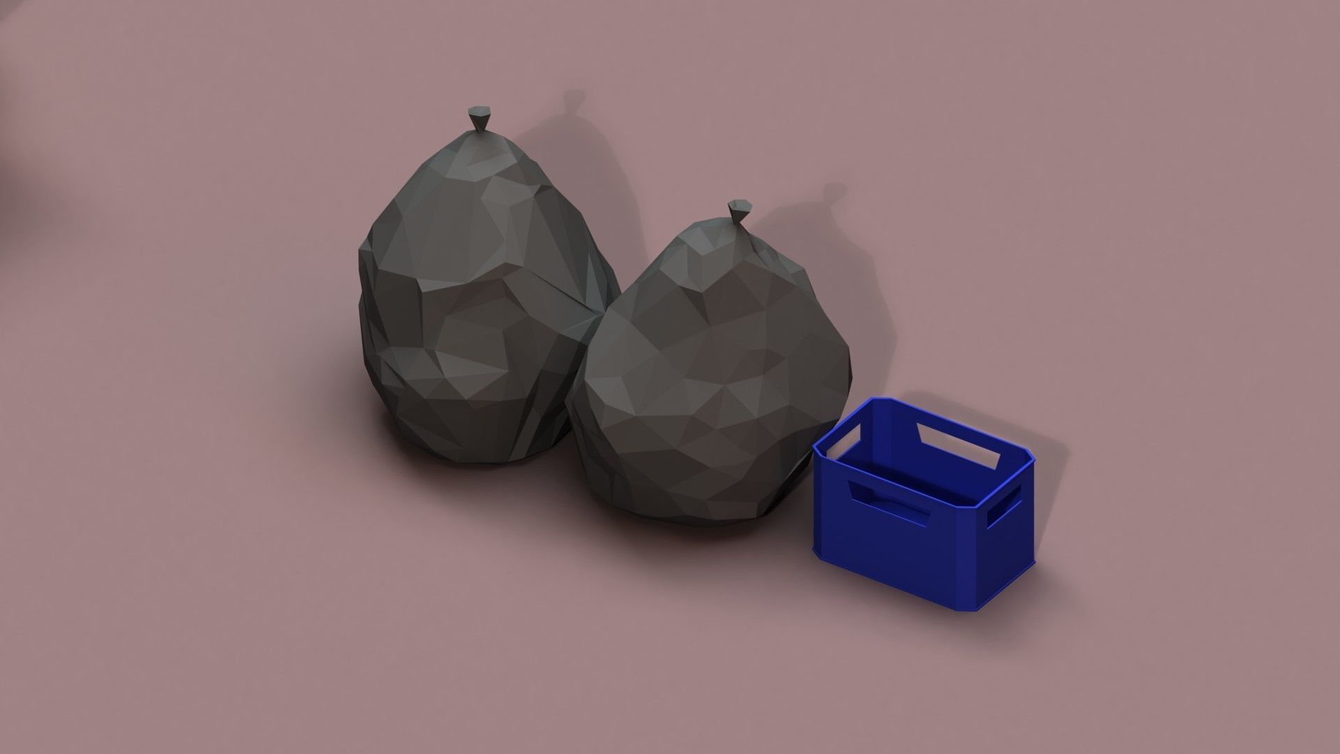 Post Apocalyptic Cardboard Box and Garbage Low-poly 3D model_5