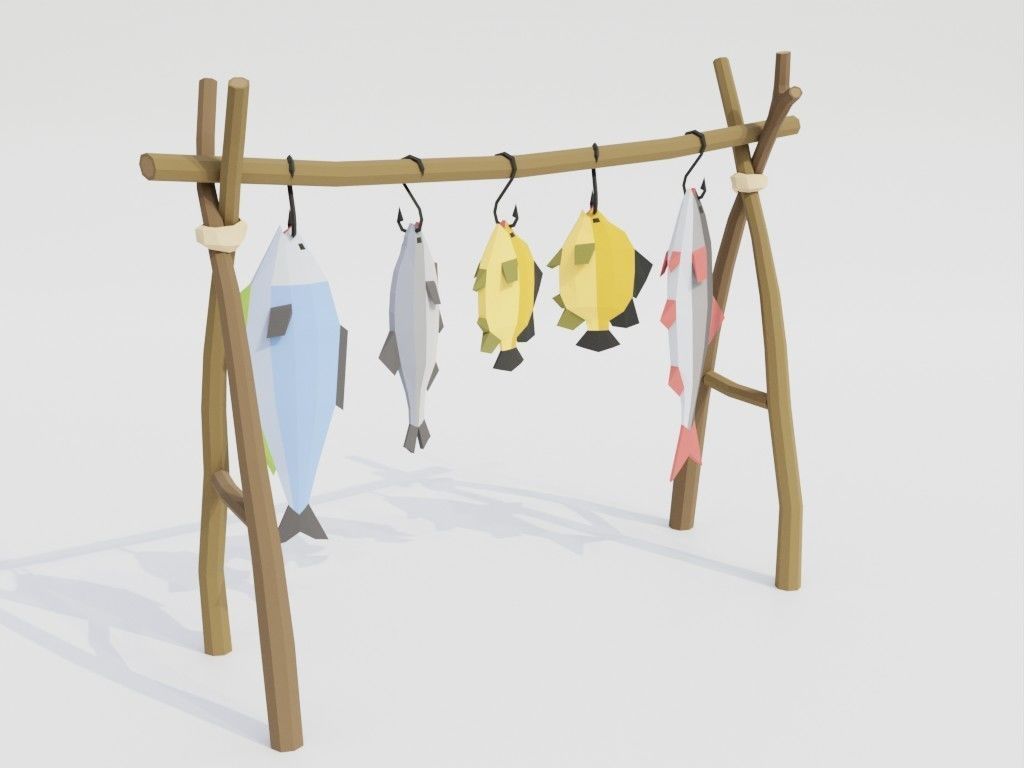 Low poly outbuildings and props set Low-poly 3D model_19