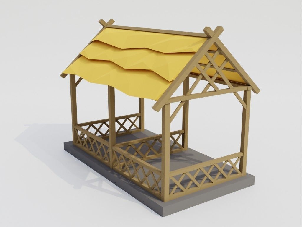 Low poly outbuildings and props set Low-poly 3D model_53