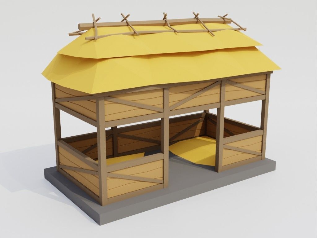Low poly outbuildings and props set Low-poly 3D model_55