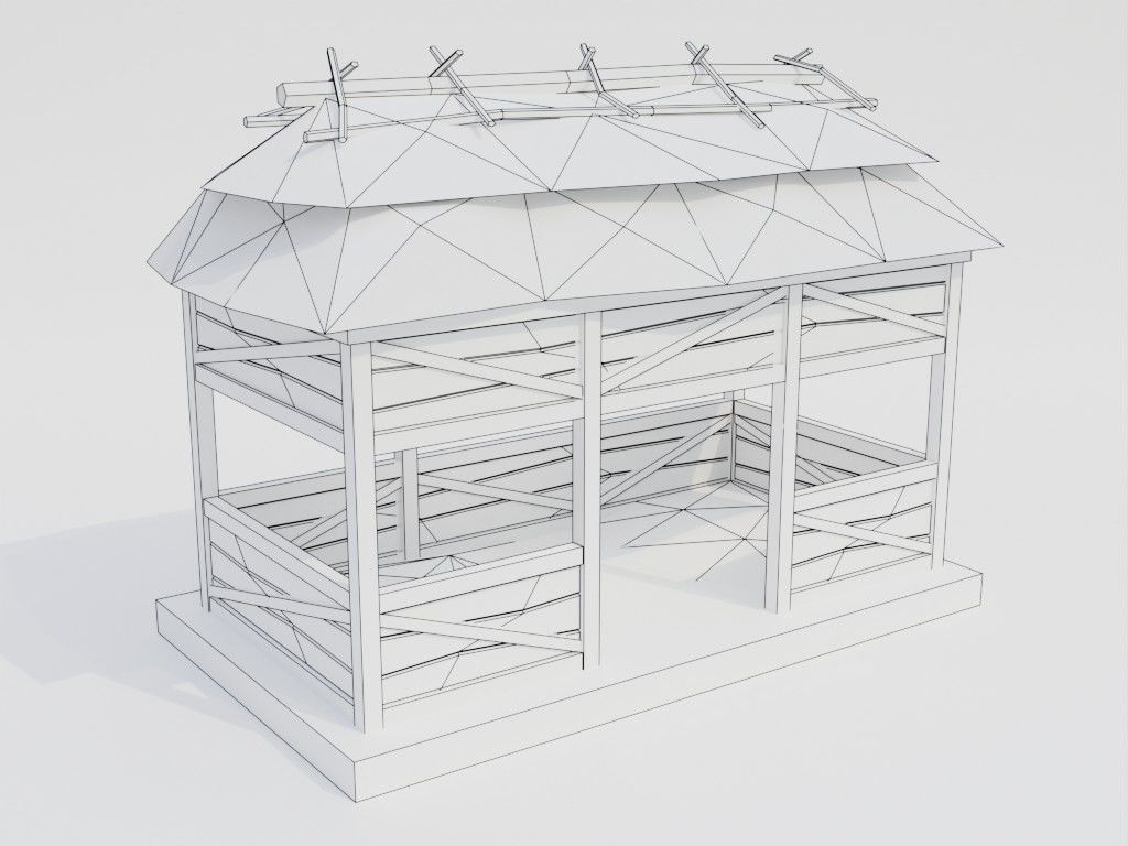 Low poly outbuildings and props set Low-poly 3D model_56