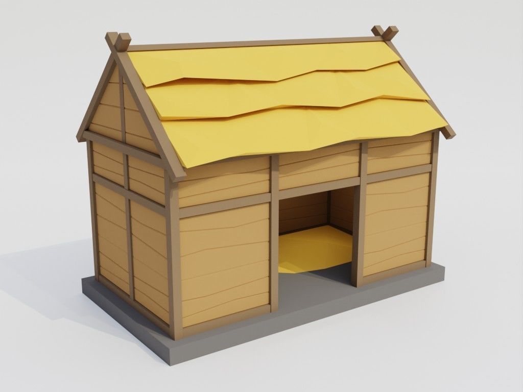 Low poly outbuildings and props set Low-poly 3D model_57