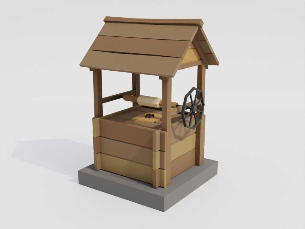 Low poly outbuildings and props set Low-poly 3D model_59