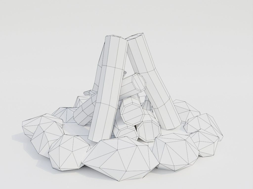 Low poly outbuildings and props set Low-poly 3D model_14