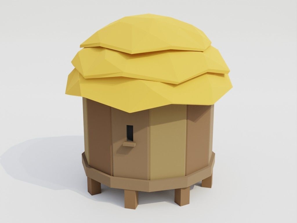 Low poly outbuildings and props set Low-poly 3D model_7