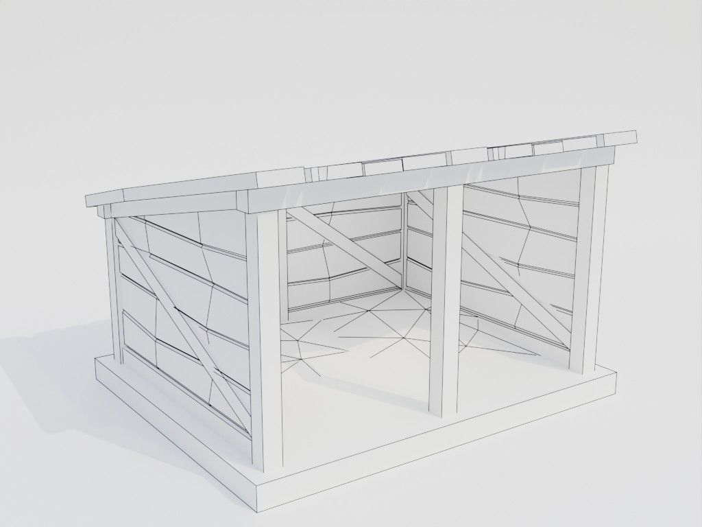 Low poly outbuildings and props set Low-poly 3D model_52