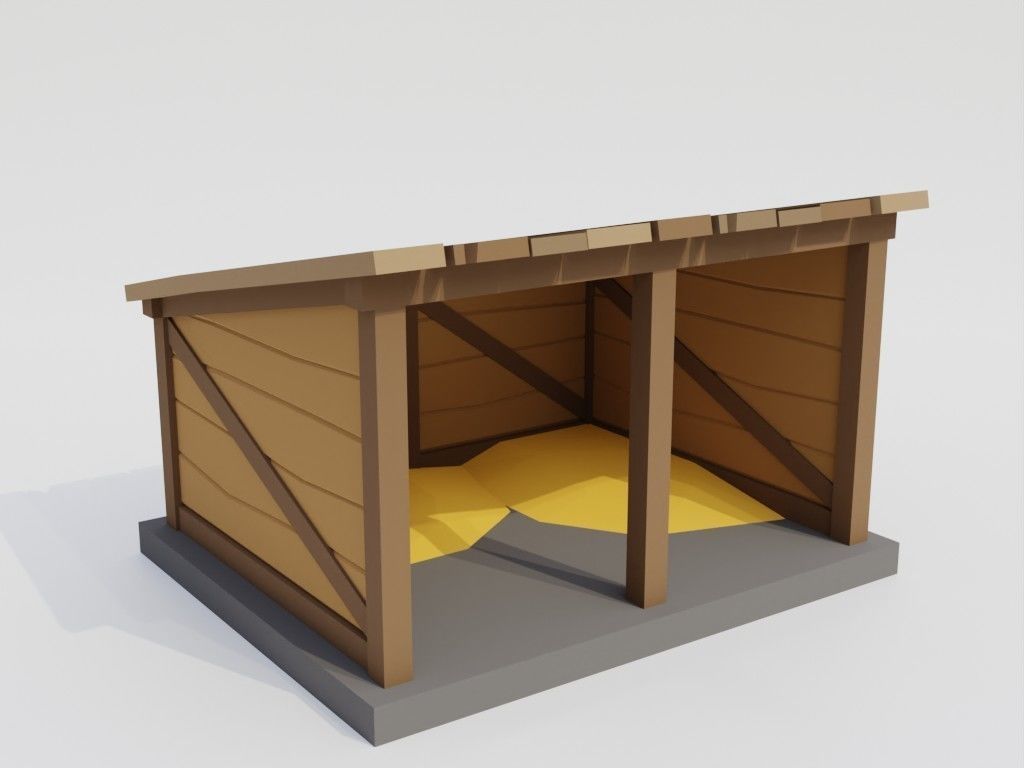 Low poly outbuildings and props set Low-poly 3D model_51