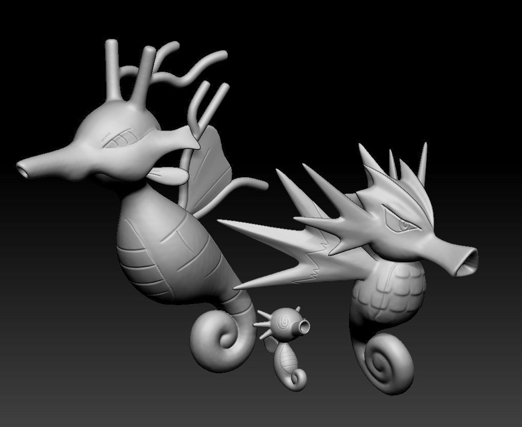 Pokemon Horsea Seadra Kingdra 3D print model_1