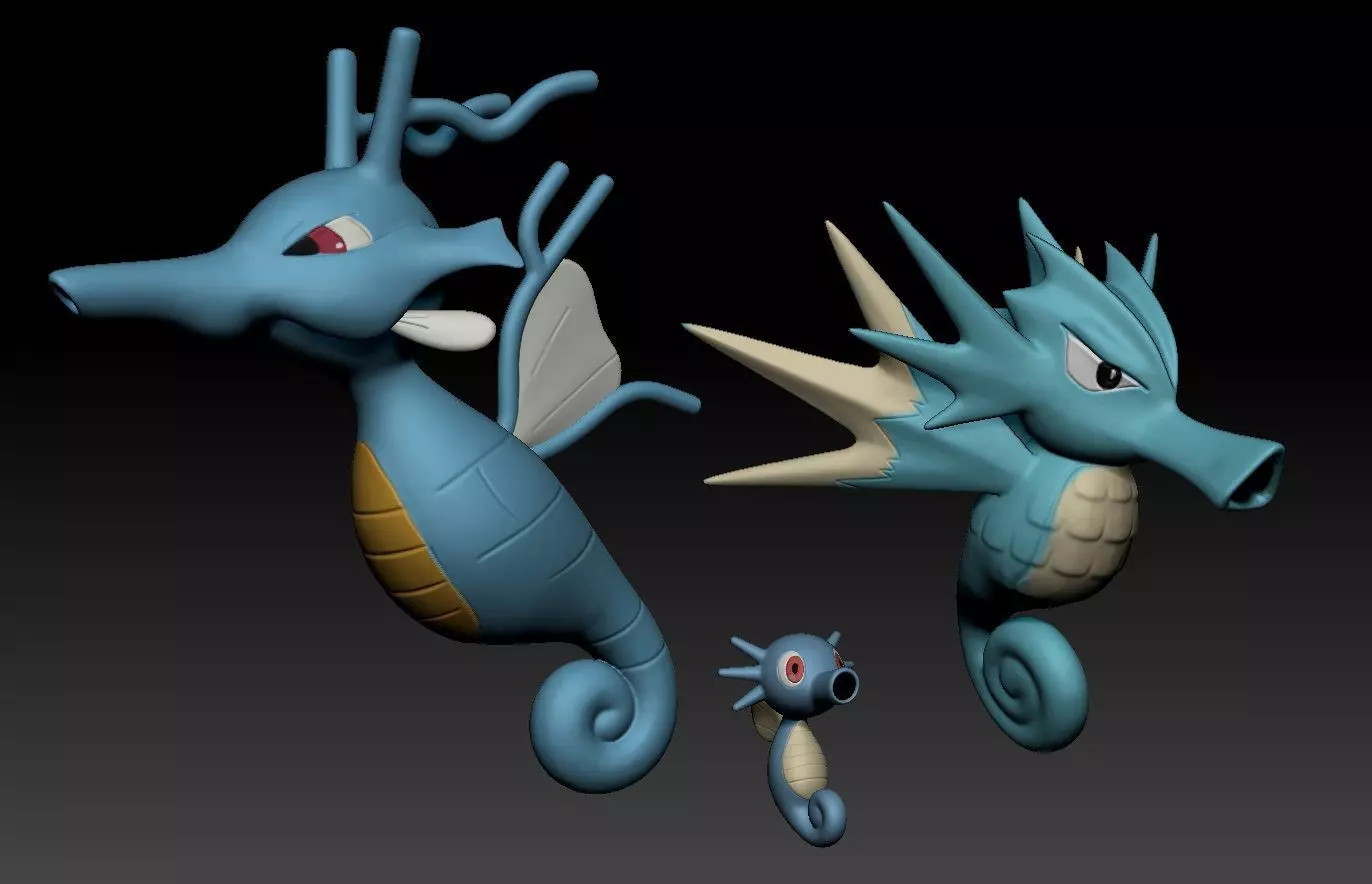 Pokemon Horsea Seadra Kingdra 3D print model_0