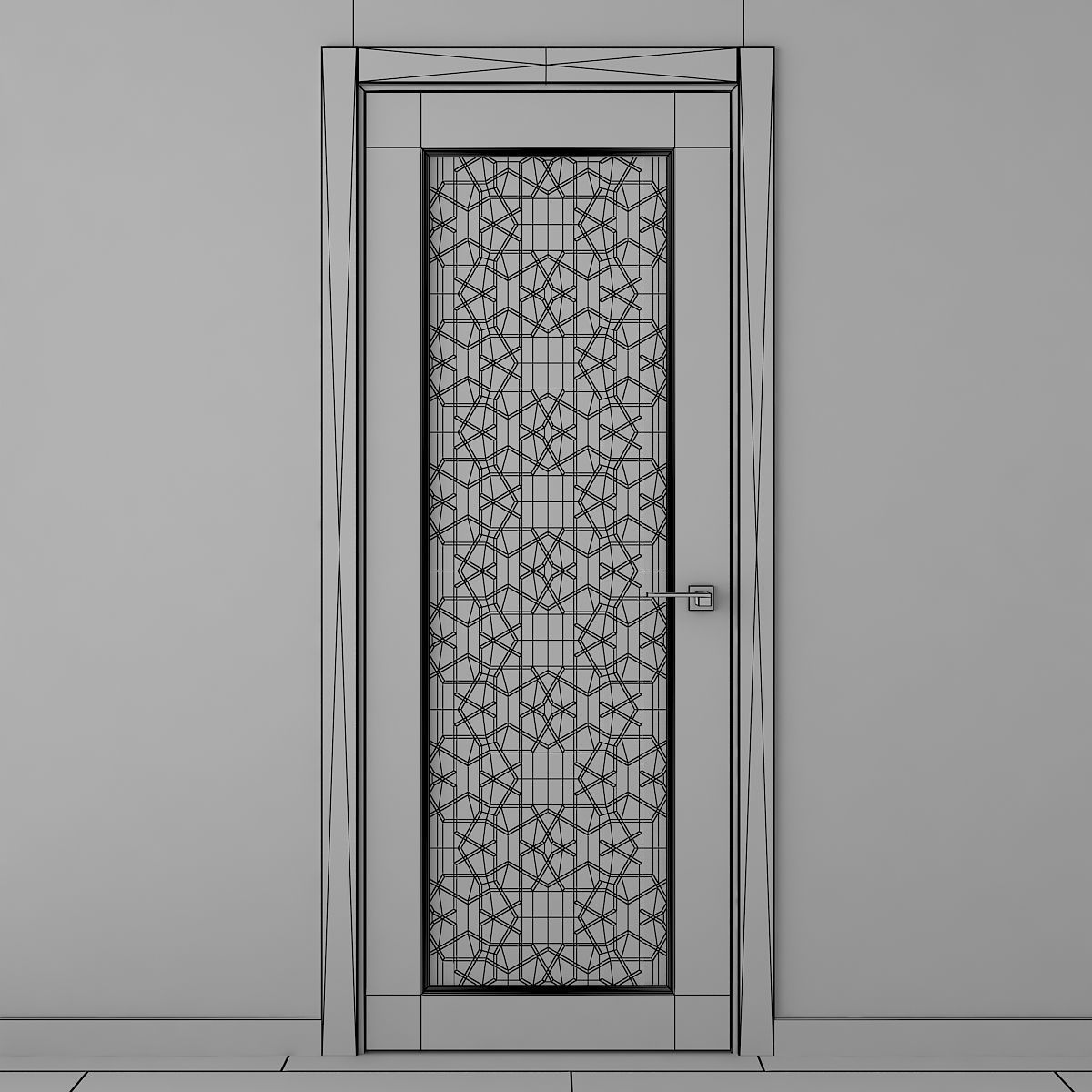 Interior door with treated glass  3D model_4