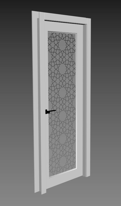 Interior door with treated glass  3D model_6