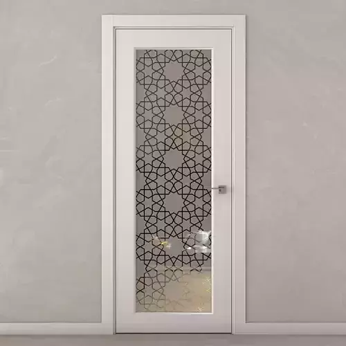 Interior door with treated glass 