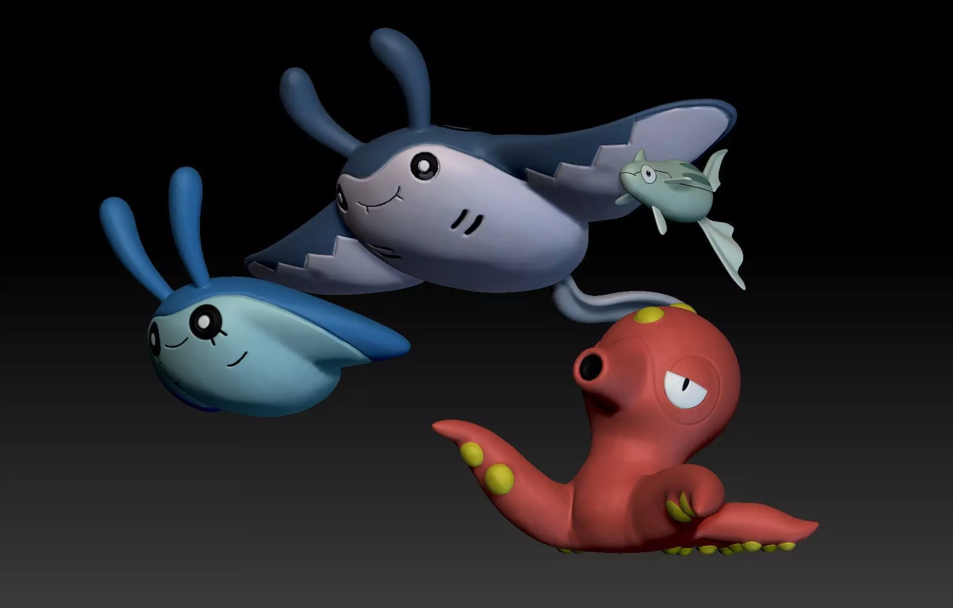 Pokemon Mantyke Mantine Remoraid Octillery 3D print model_0