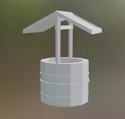 Untextured Low poly well model GameReady 3D model