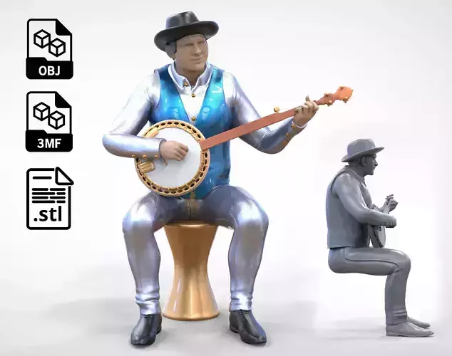 N4 Musician Banjo player 1 64 Miniature 3D print model