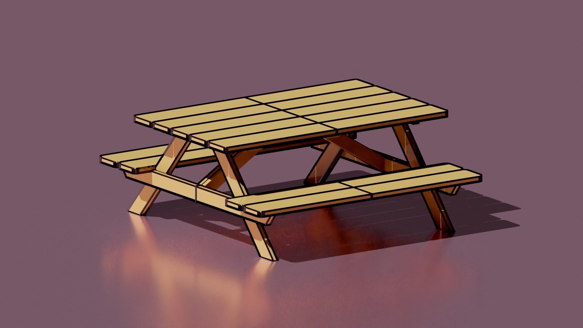 Bench picnic table 3D model_4