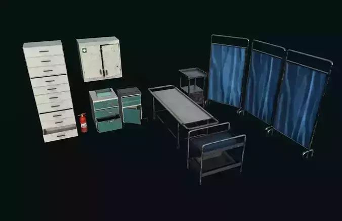 Hospital Pack Low-poly 3D model