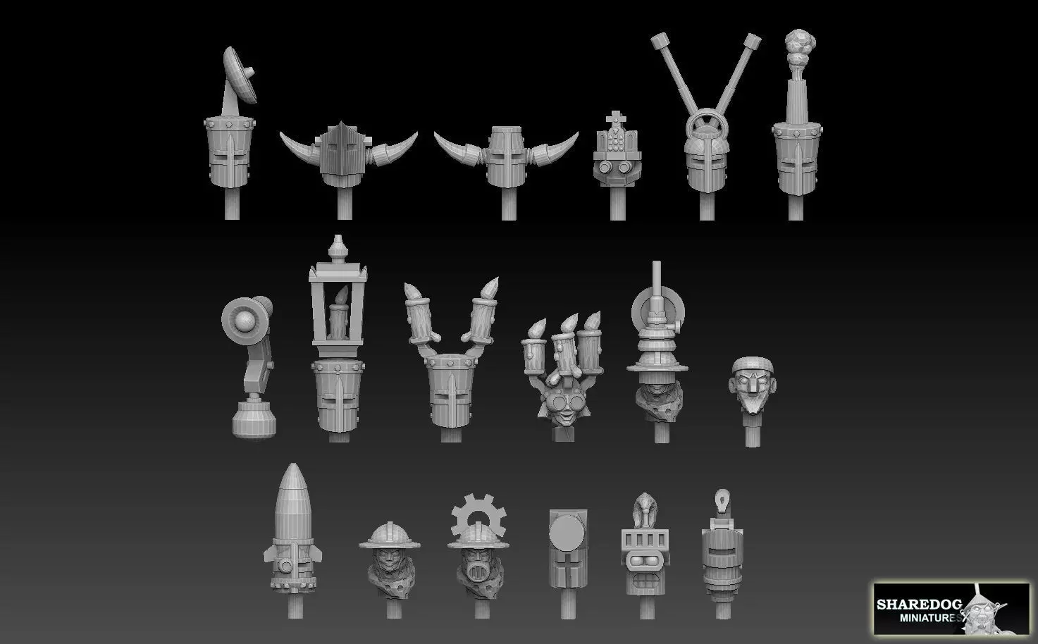 Steampunk Head Megapack 3D print model_0