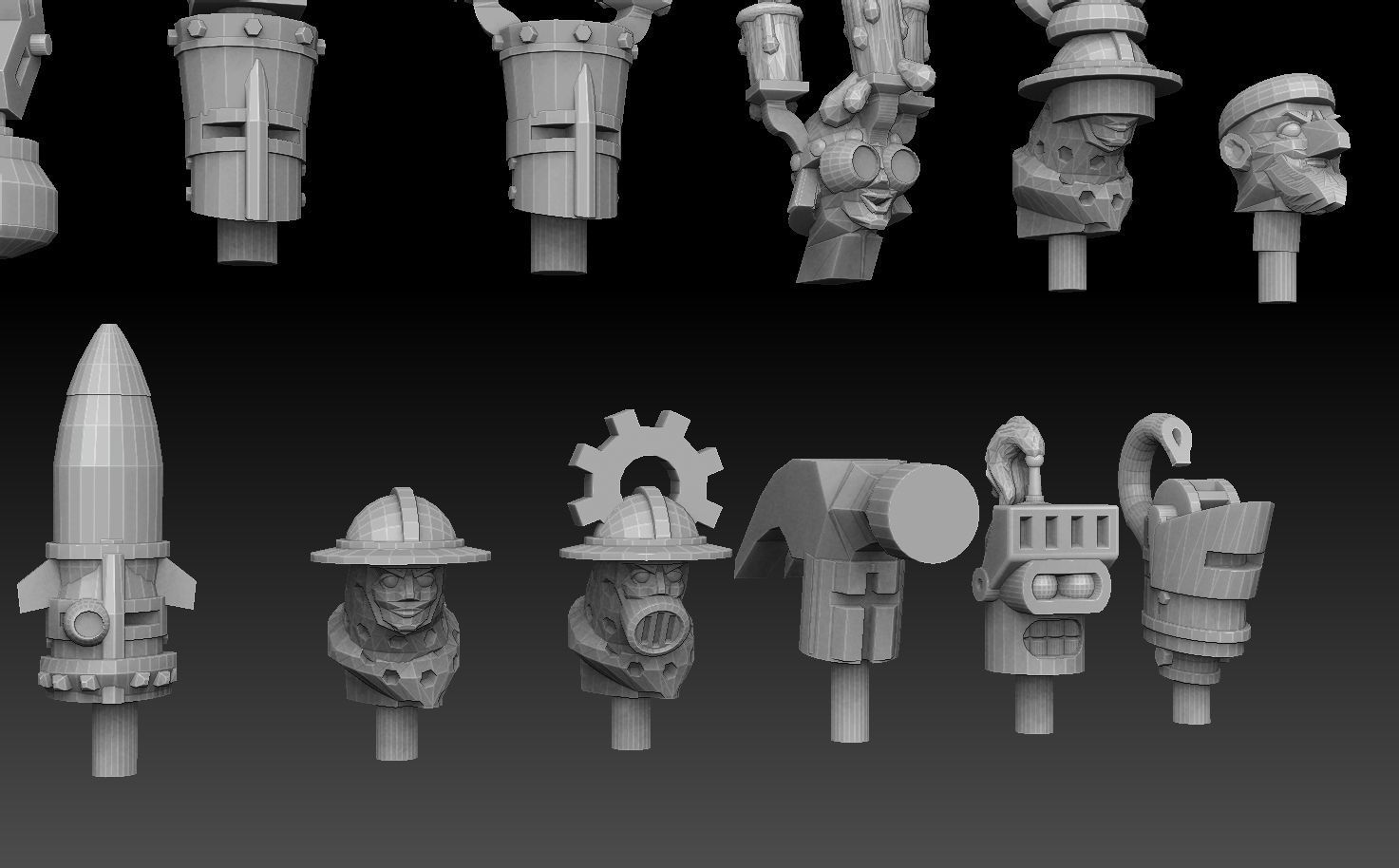 Steampunk Head Megapack 3D print model_3