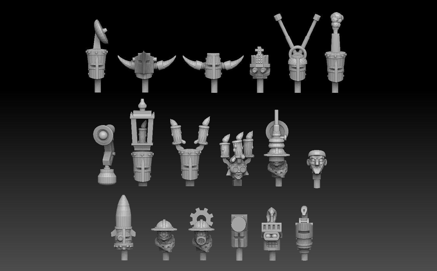 Steampunk Head Megapack 3D print model_1