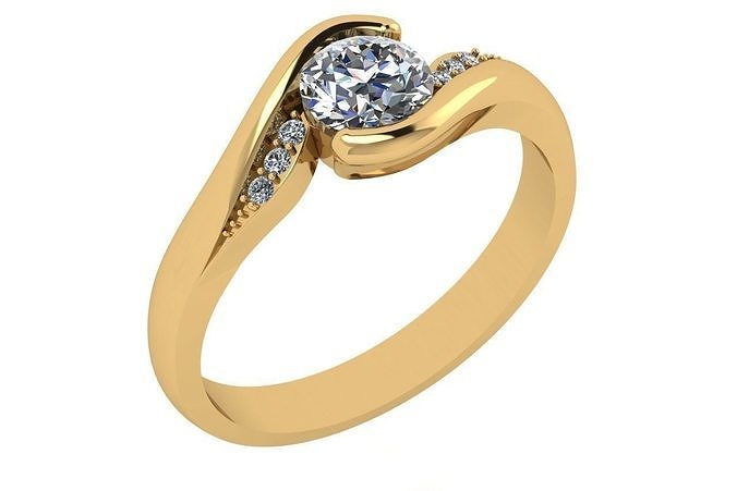 rings rose gold ring with diamond in center 3D print model