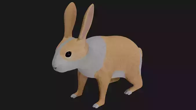 White orange bunny rabbit low poly rigged Low-poly 3D model