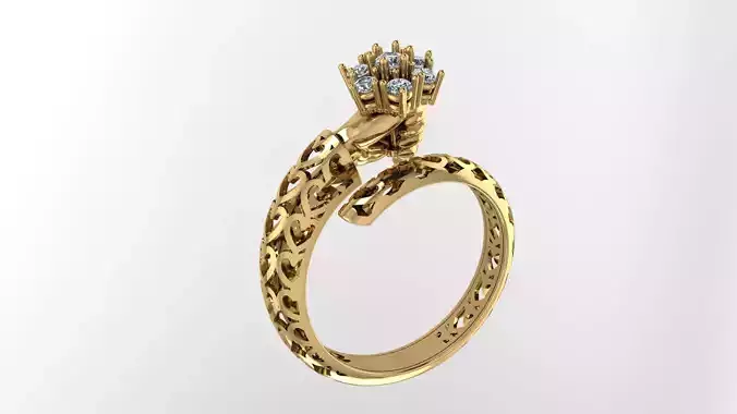 Hand and flower jewelry ring