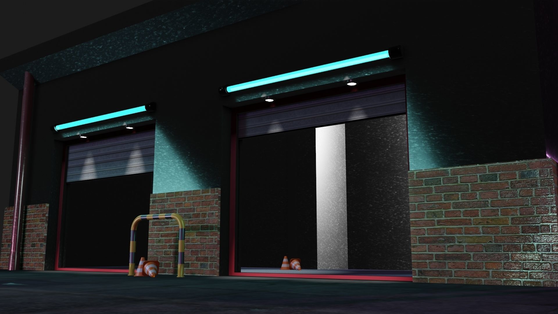 Garage cyberpunk inspired Low-poly 3D model_1