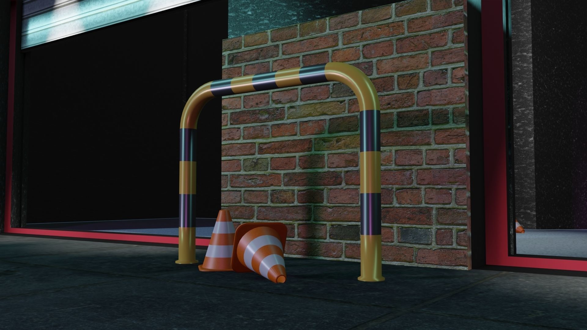 Garage cyberpunk inspired Low-poly 3D model_2