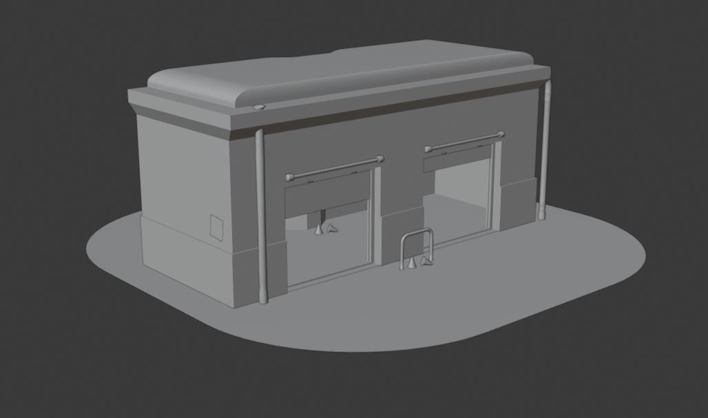 Garage cyberpunk inspired Low-poly 3D model_4